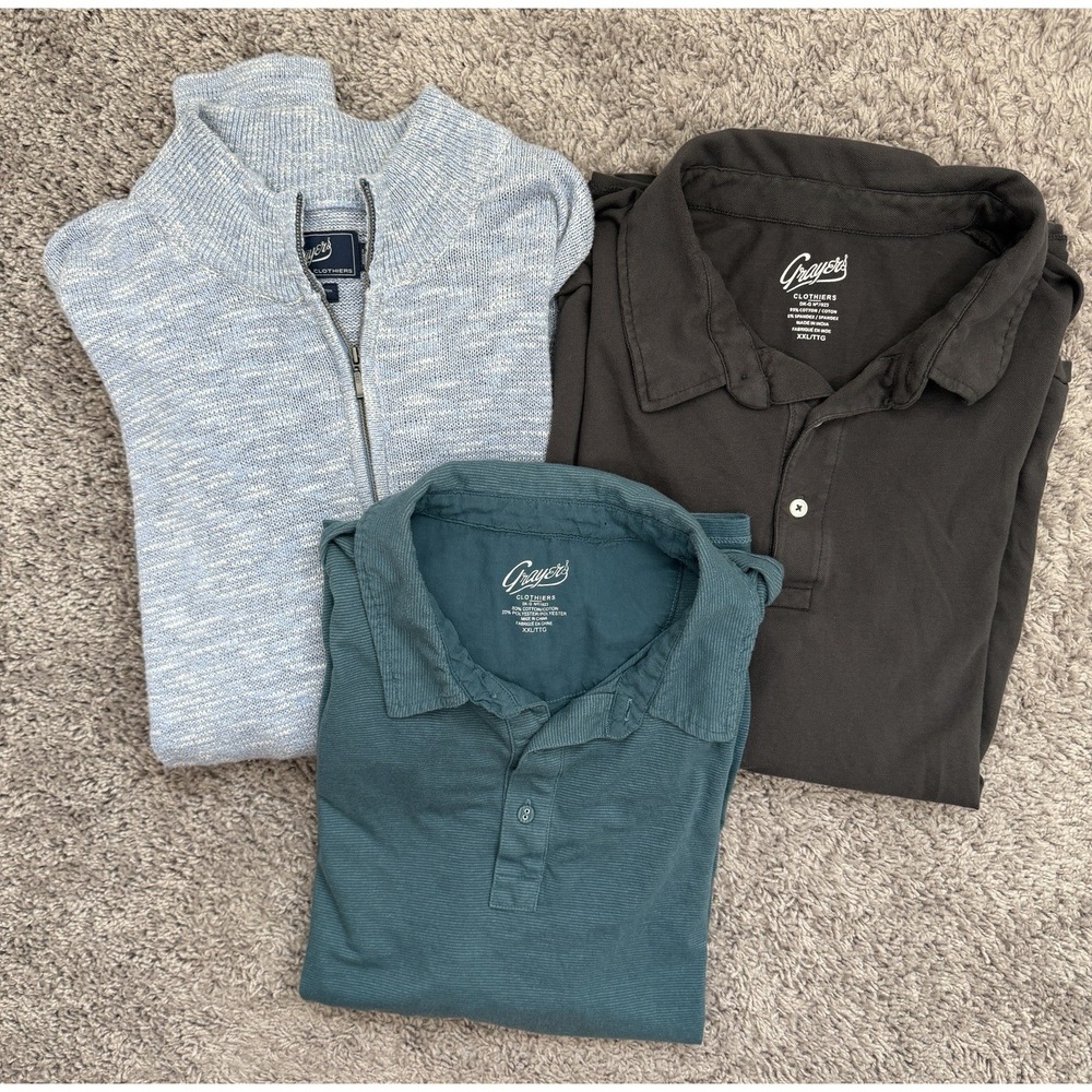 Men's Grayers Shirts Lot Of 3 Polo Quarter Zip Pullover Size XXL